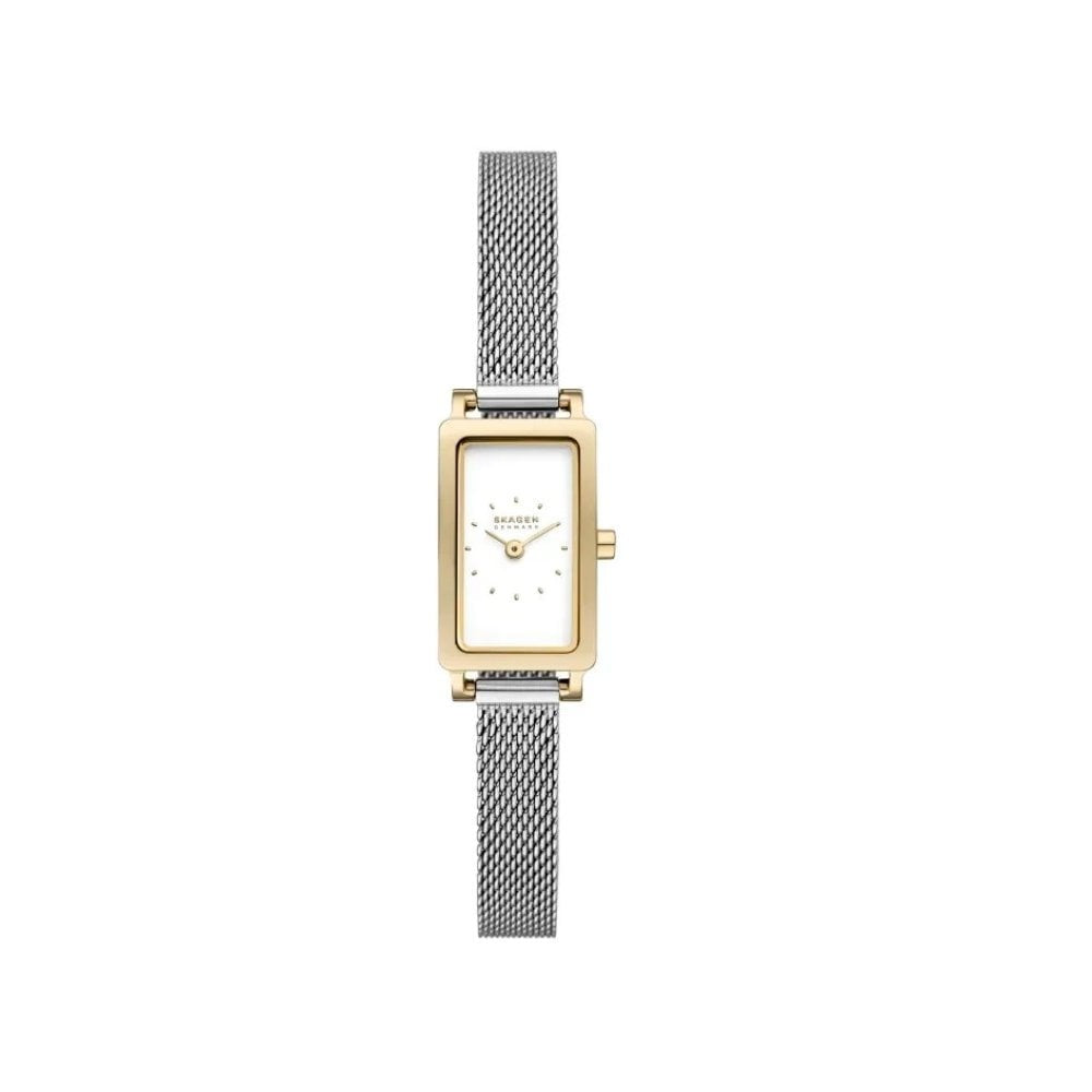 Skagen Women's Hagen Micro (30mm) White Rectangular Dial / Stainless Steel Mesh Bracelet