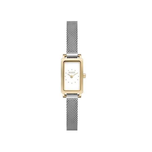 Skagen Women's Hagen Micro (30mm) White Rectangular Dial / Stainless Steel Mesh Bracelet