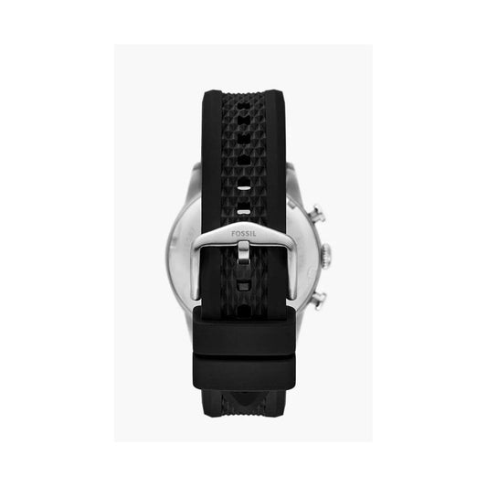 Sport Tourer Chronograph, White Dial,Gents Black Silicone Watch