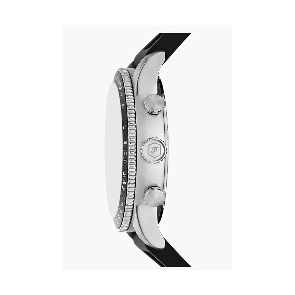 Sport Tourer Chronograph, White Dial,Gents Black Silicone Watch