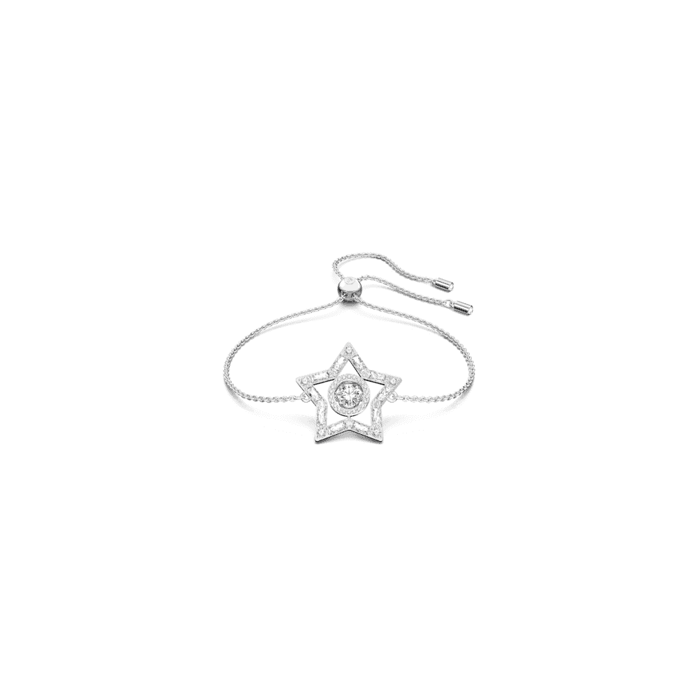 Stella bracelet, Mixed cuts, Star, White, Rhodium plated