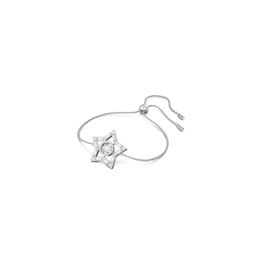 Stella bracelet, Mixed cuts, Star, White, Rhodium plated