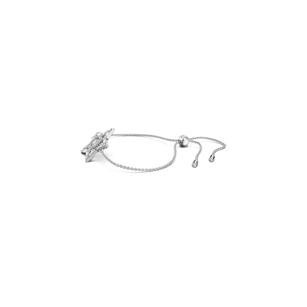 Stella bracelet, Mixed cuts, Star, White, Rhodium plated