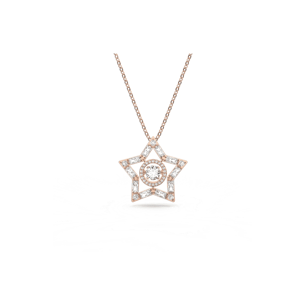 Stella pendant, Mixed cuts, Star, White, Rose gold-tone plated