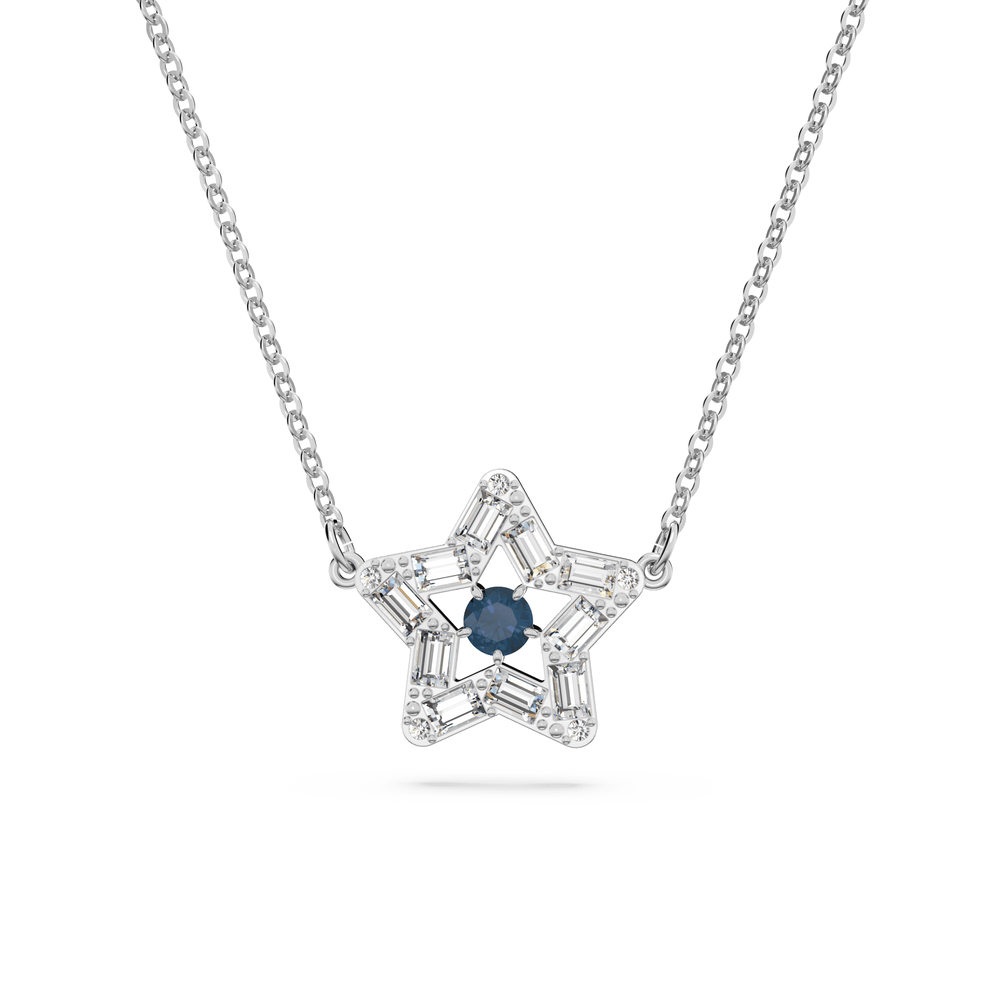 Stella pendant Star, Blue, Rhodium plated
