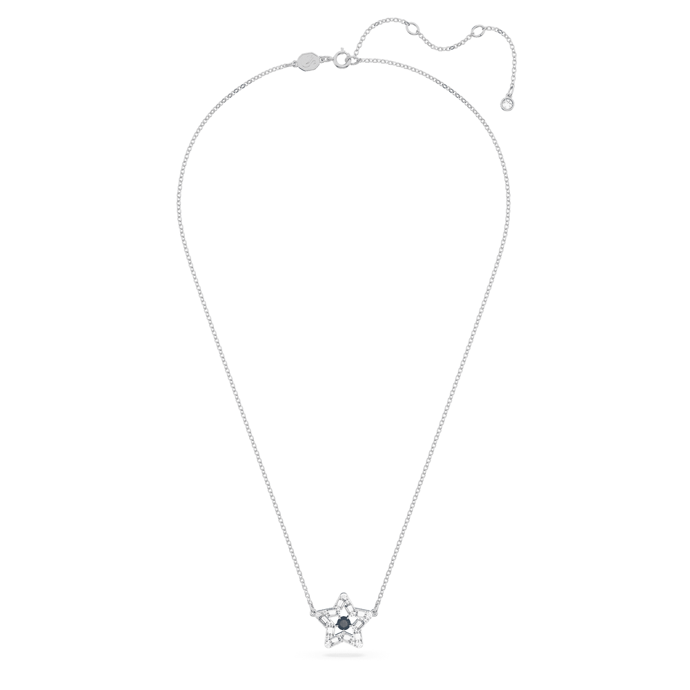 Stella pendant Star, Blue, Rhodium plated