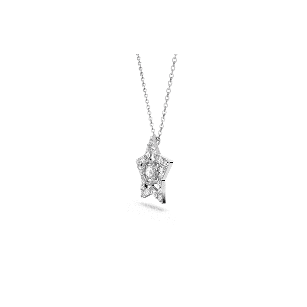 Stella set, Mixed cuts, Star, White, Rhodium plated