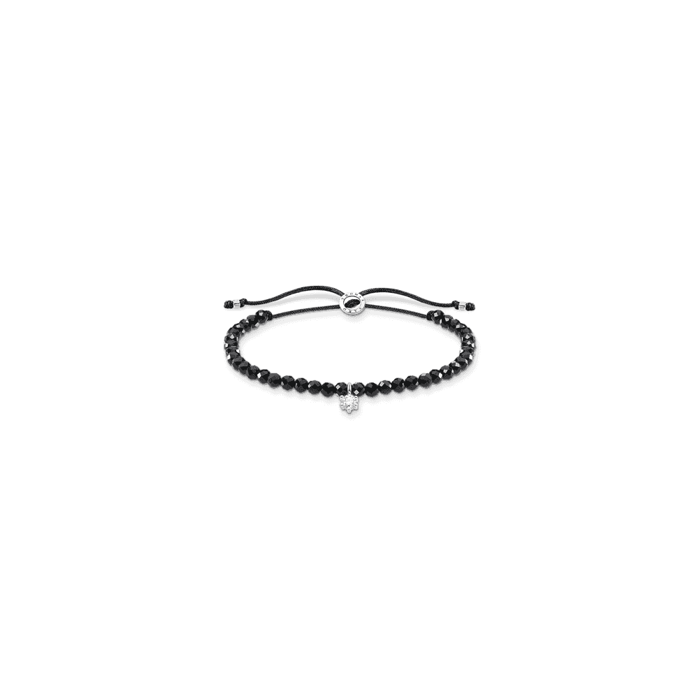 Sterling Silber Black Pearl Bracelet with White Stone