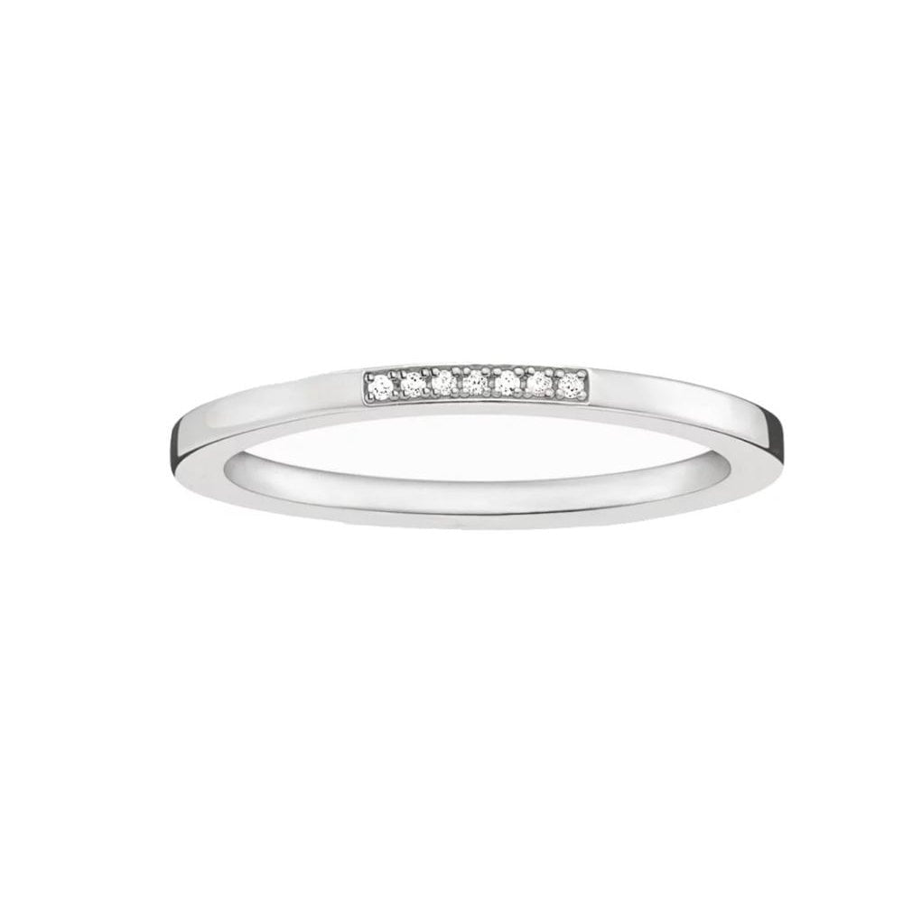 Sterling Silver 7 Stone Pavé Diamond Band