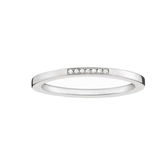 Sterling Silver 7 Stone Pavé Diamond Band