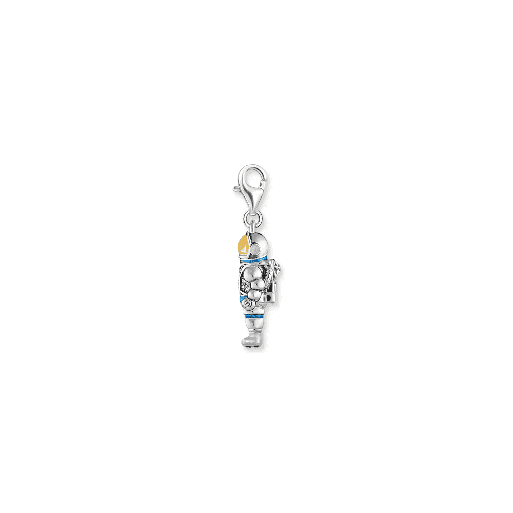 Sterling Silver Astronaut Charm with Colourful Stones and White Cole Enamel