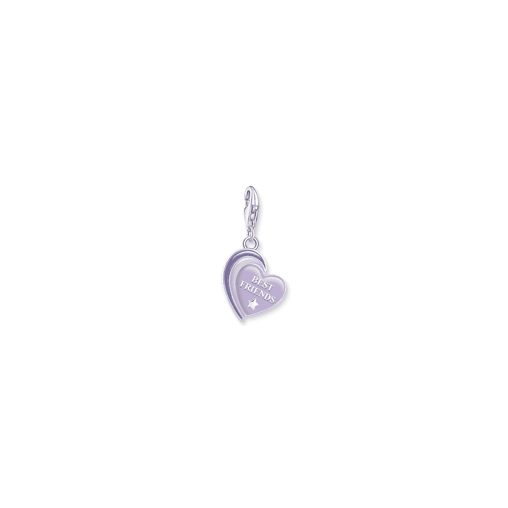 Sterling Silver Best Friends Charm with Violet Cold Enamel