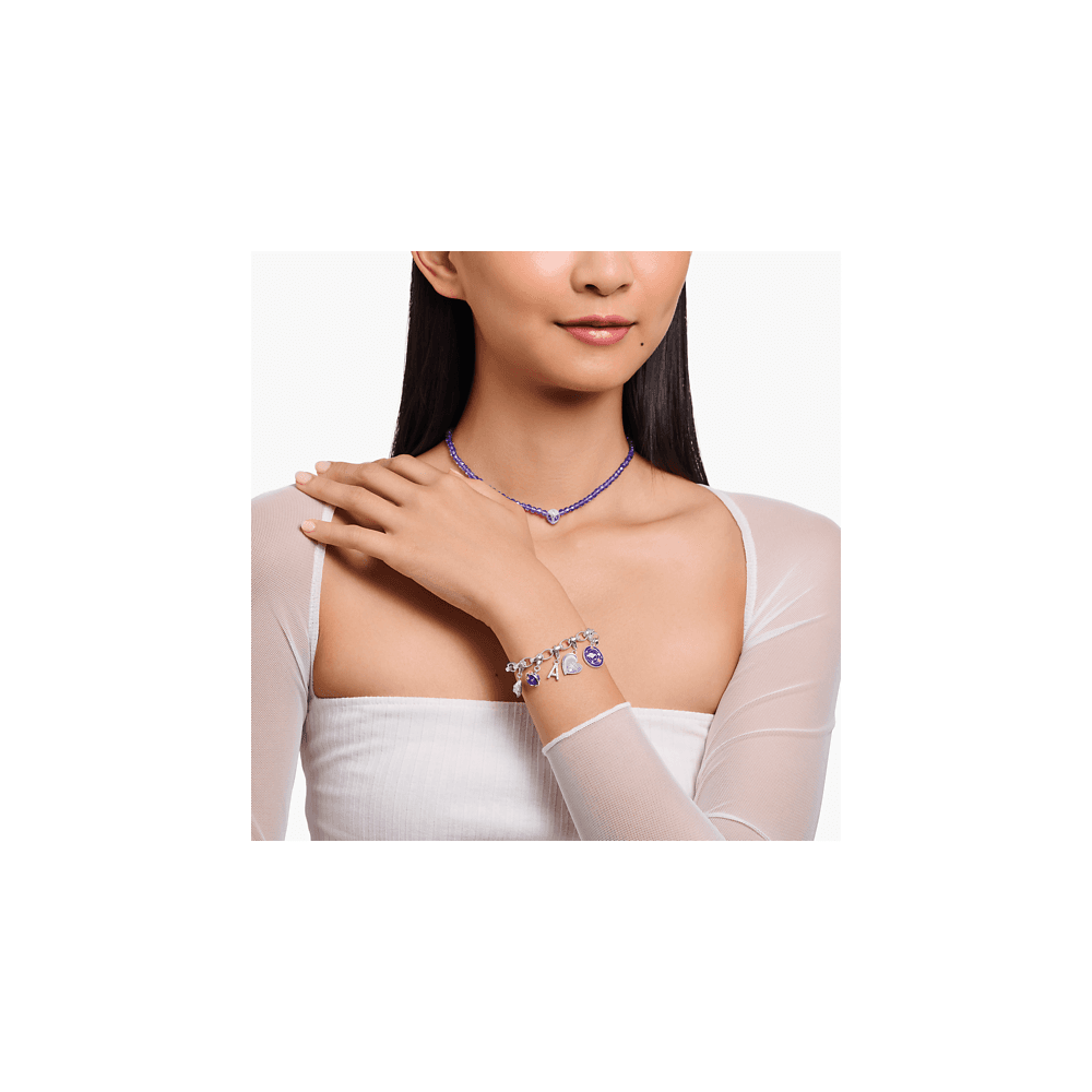 Sterling Silver Best Friends Charm with Violet Cold Enamel
