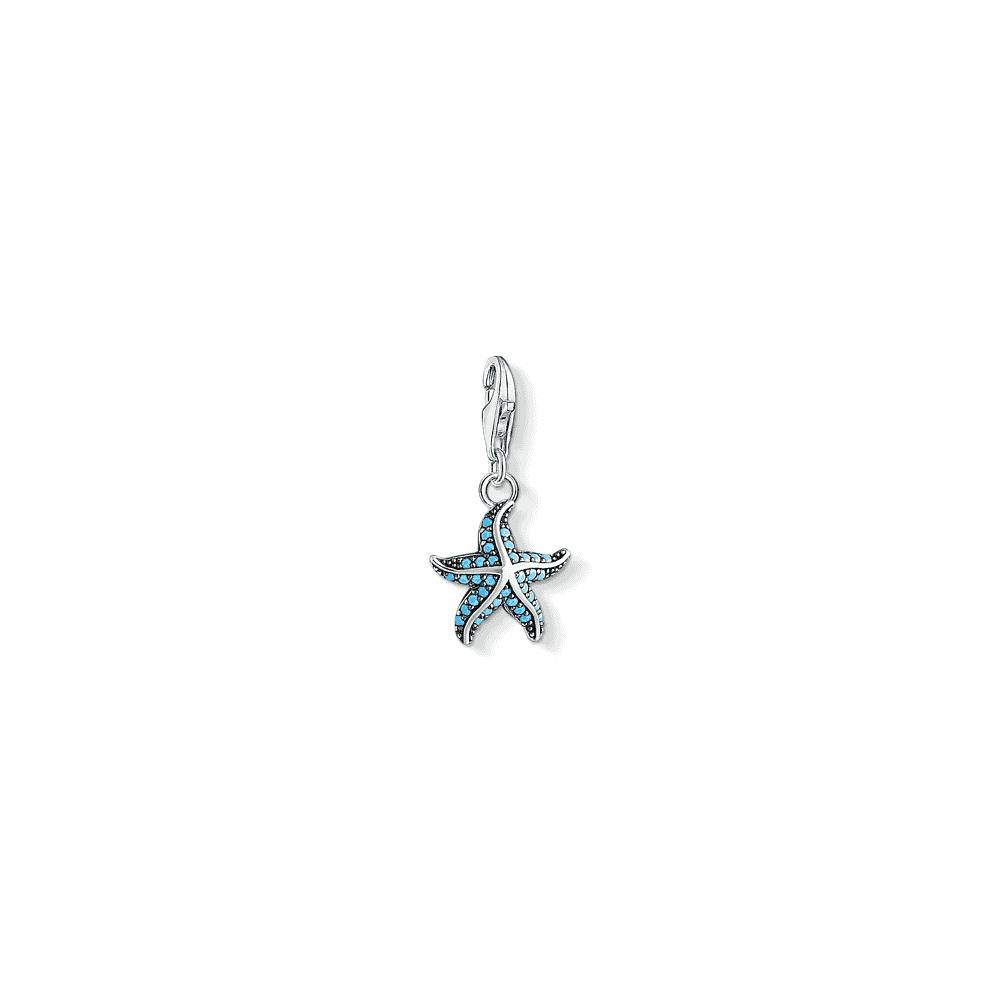 Sterling Silver Blue Starfish Charm