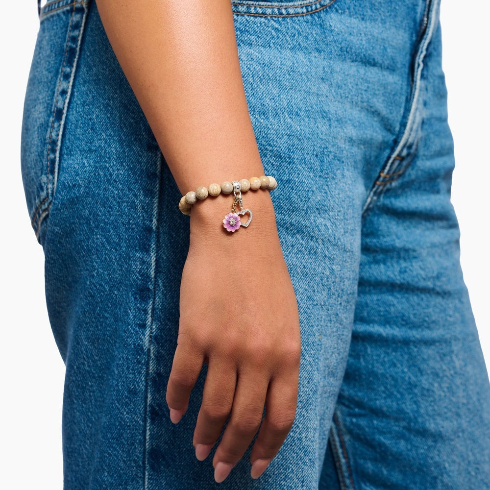 Sterling Silver Bracelet with Daisy Jasper Beads