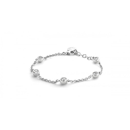 Sterling Silver Bracelet with Round Cubic Zirconia Stones