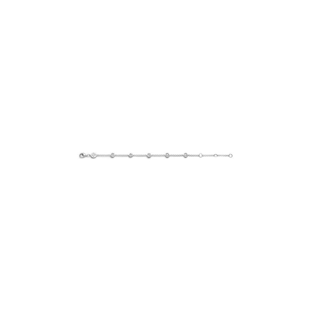 Sterling Silver Bracelet with Round Cubic Zirconia Stones