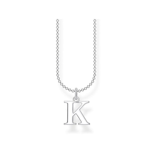 Sterling Silver Chain with Charm Pendant Letter K