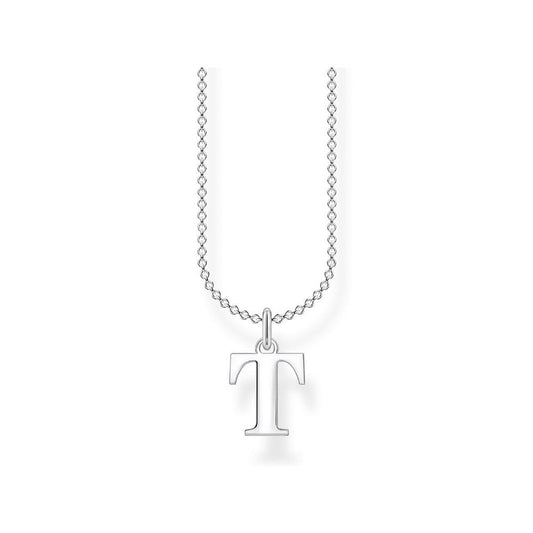 Sterling Silver Chain with Charm Pendant Letter T