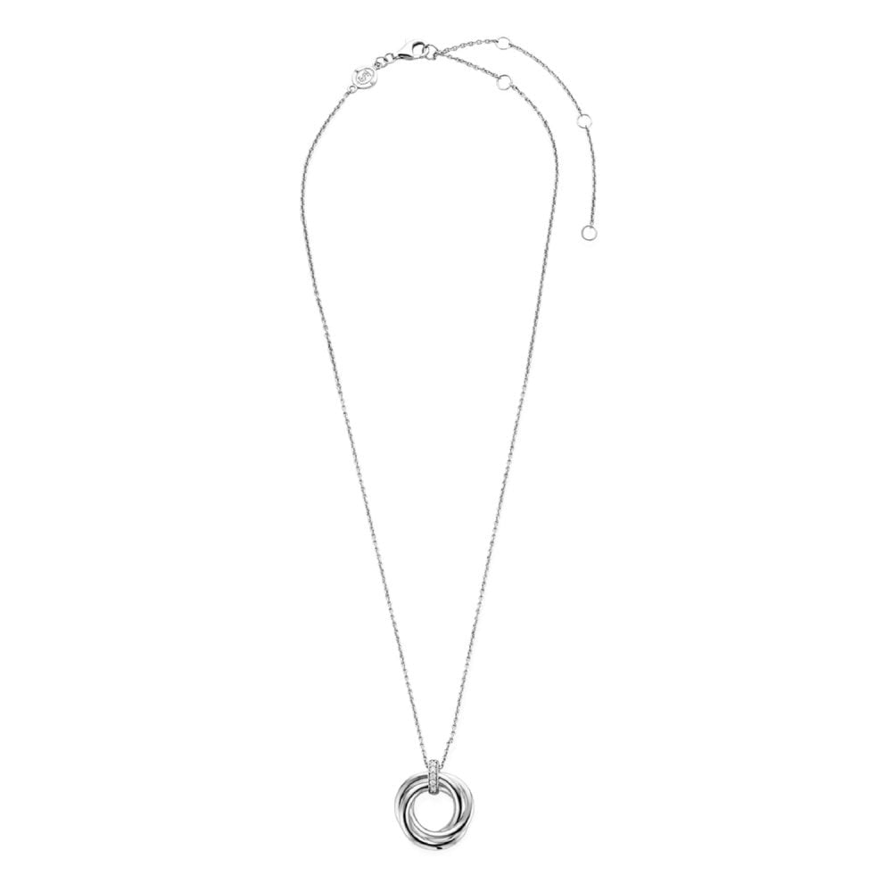 Sterling Silver Circle Pendant with Cubic Zirconia