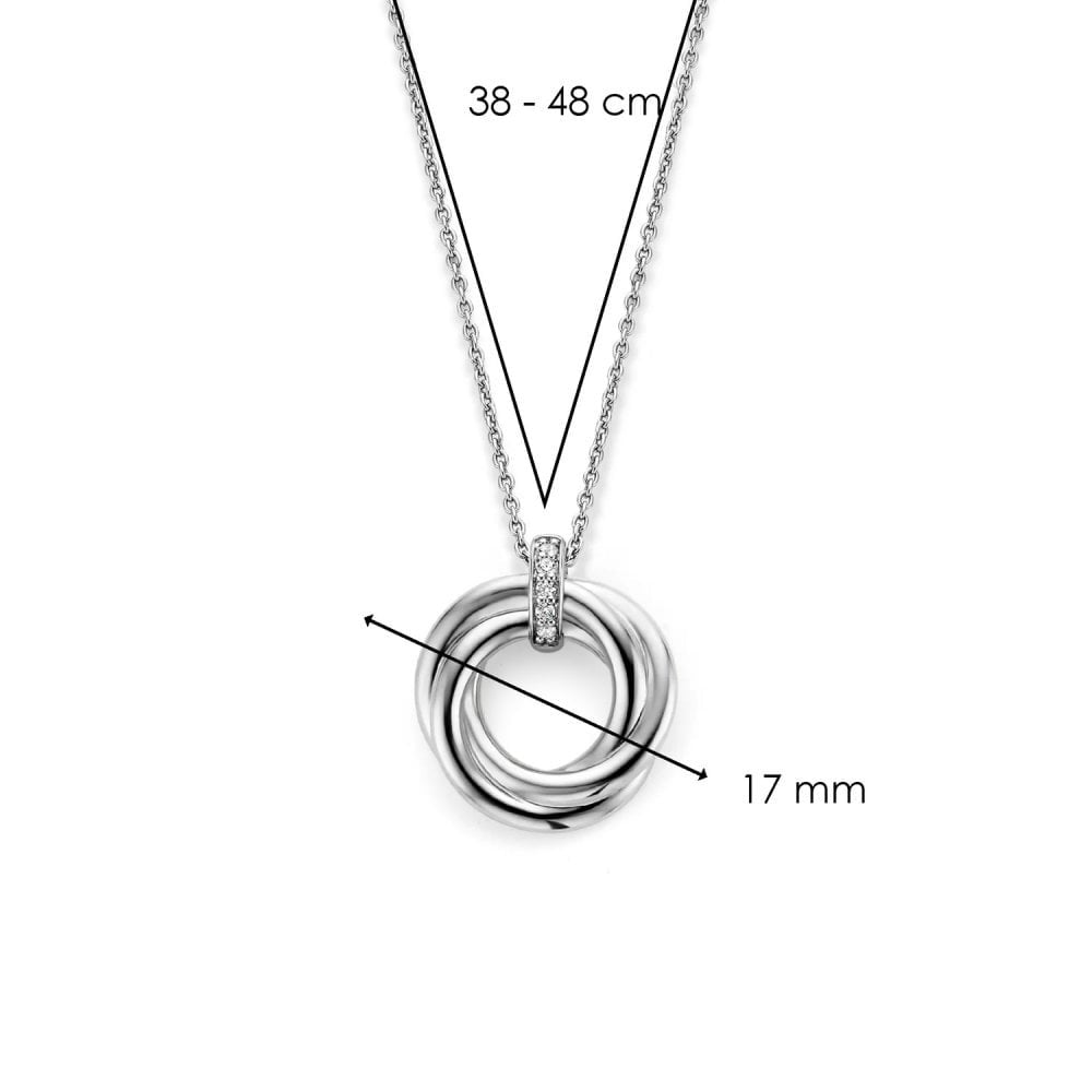 Sterling Silver Circle Pendant with Cubic Zirconia