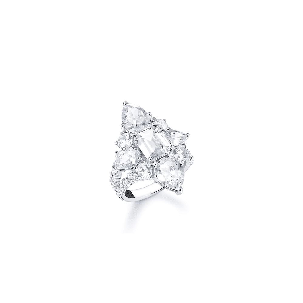 Sterling Silver Cocktail Ring with White Zirconia