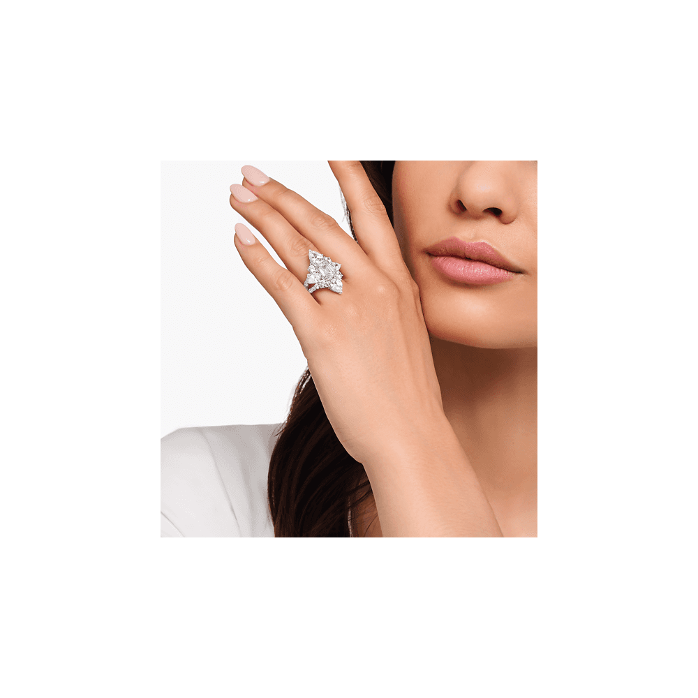 Sterling Silver Cocktail Ring with White Zirconia