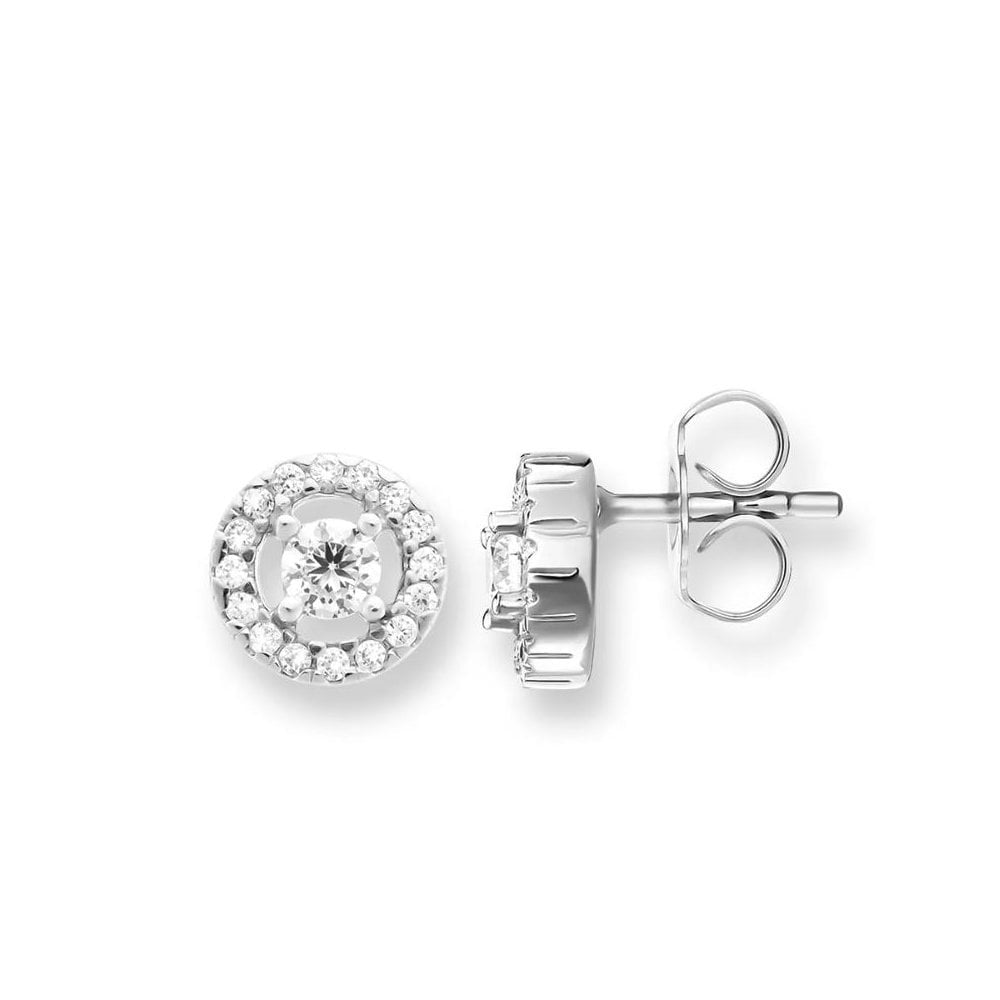 Sterling Silver Cubic Zirconia Halo Stud Earrings