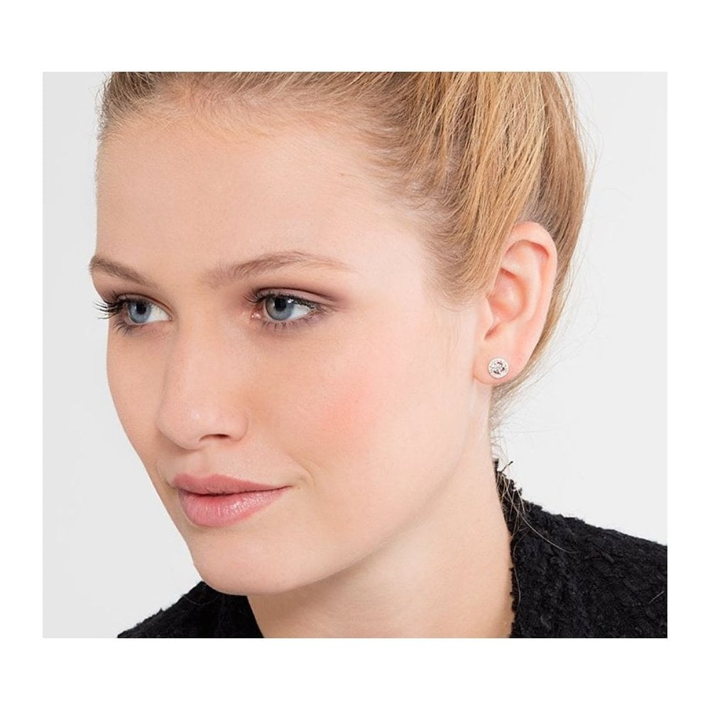 Sterling Silver Cubic Zirconia Halo Stud Earrings