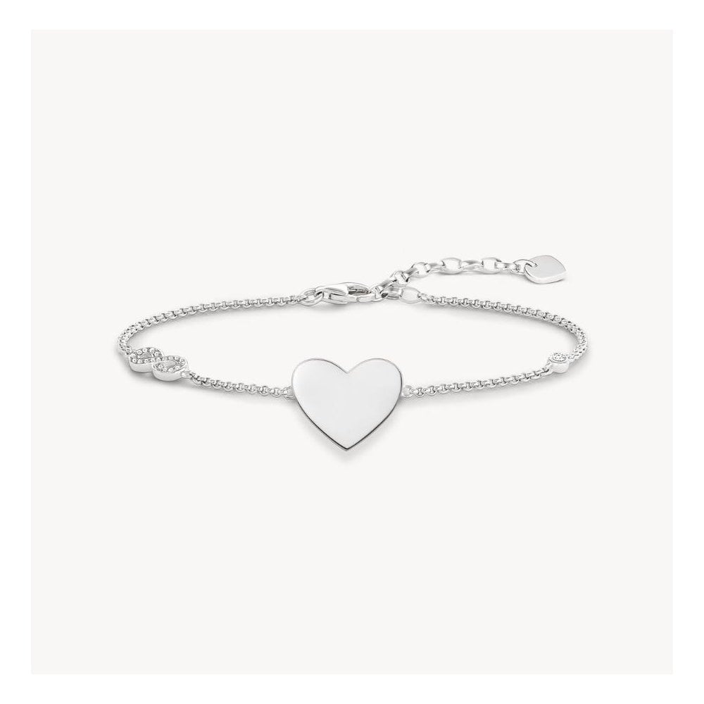 Sterling Silver Engravable Heart Bracelet with Infinity detail