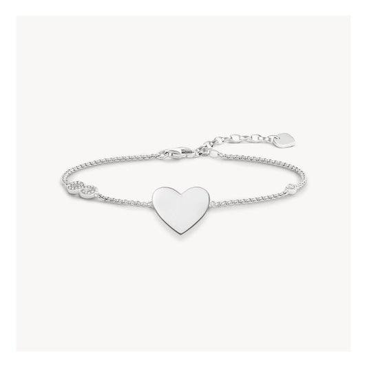 Sterling Silver Engravable Heart Bracelet with Infinity detail