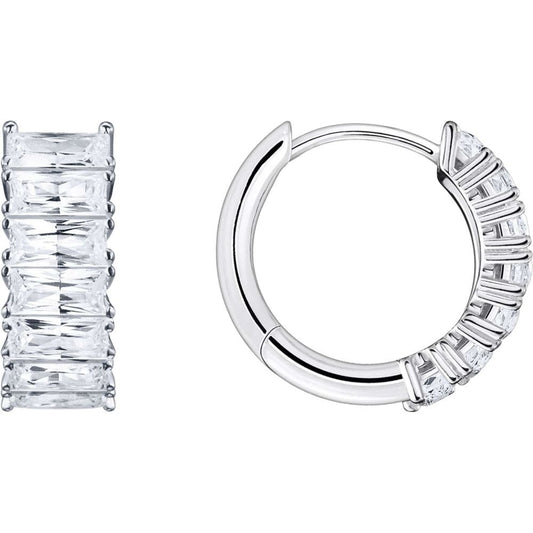 Sterling Silver Hoop Earrings with Cubic Zirconia