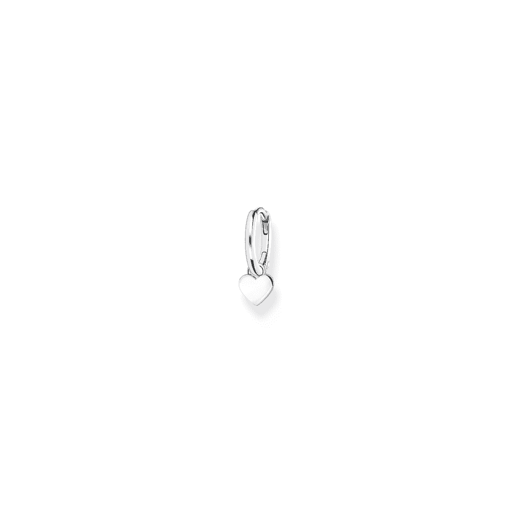 Sterling Silver Hoop Earrings with Heart Charm