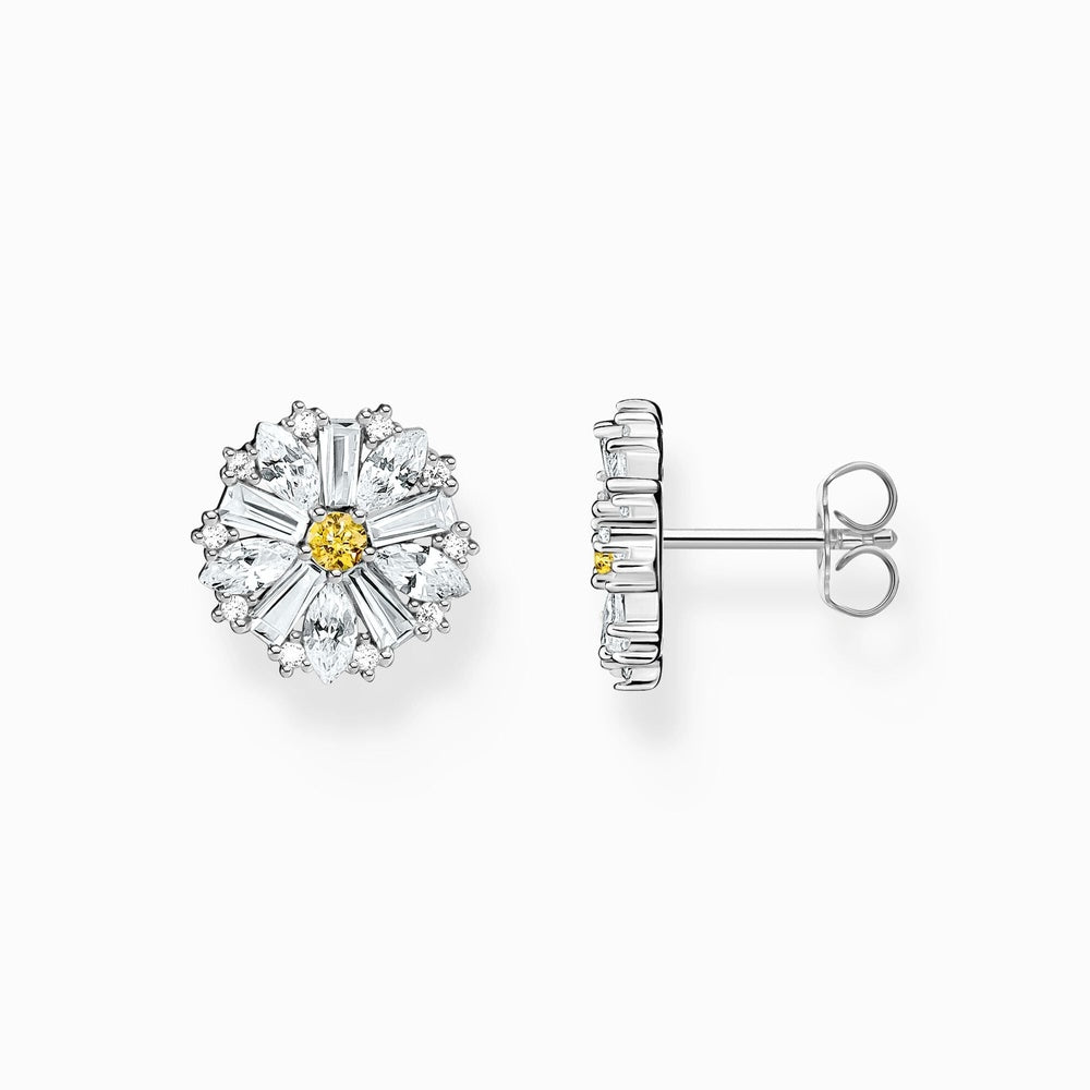 Sterling Silver Large Lovely Daisy Stud Earrings