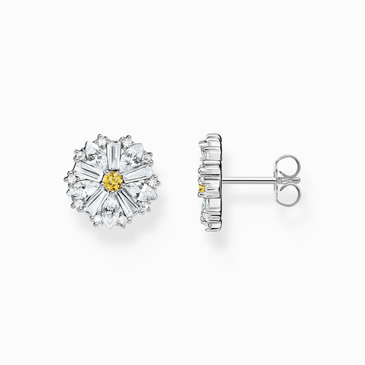 Sterling Silver Large Lovely Daisy Stud Earrings
