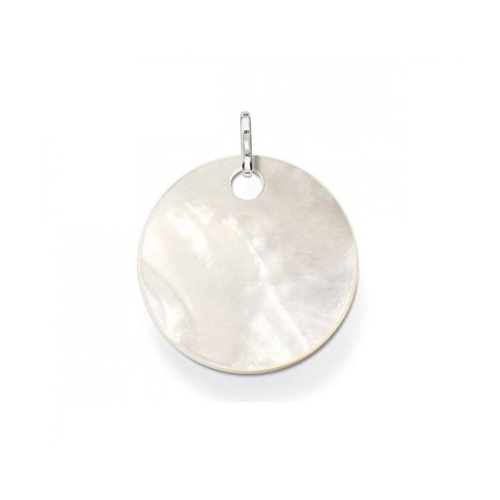 Sterling Silver Large Mother of Pearl Disc Pendant