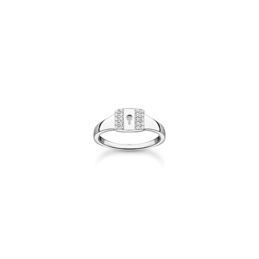 Sterling Silver Lock Ring with Stones