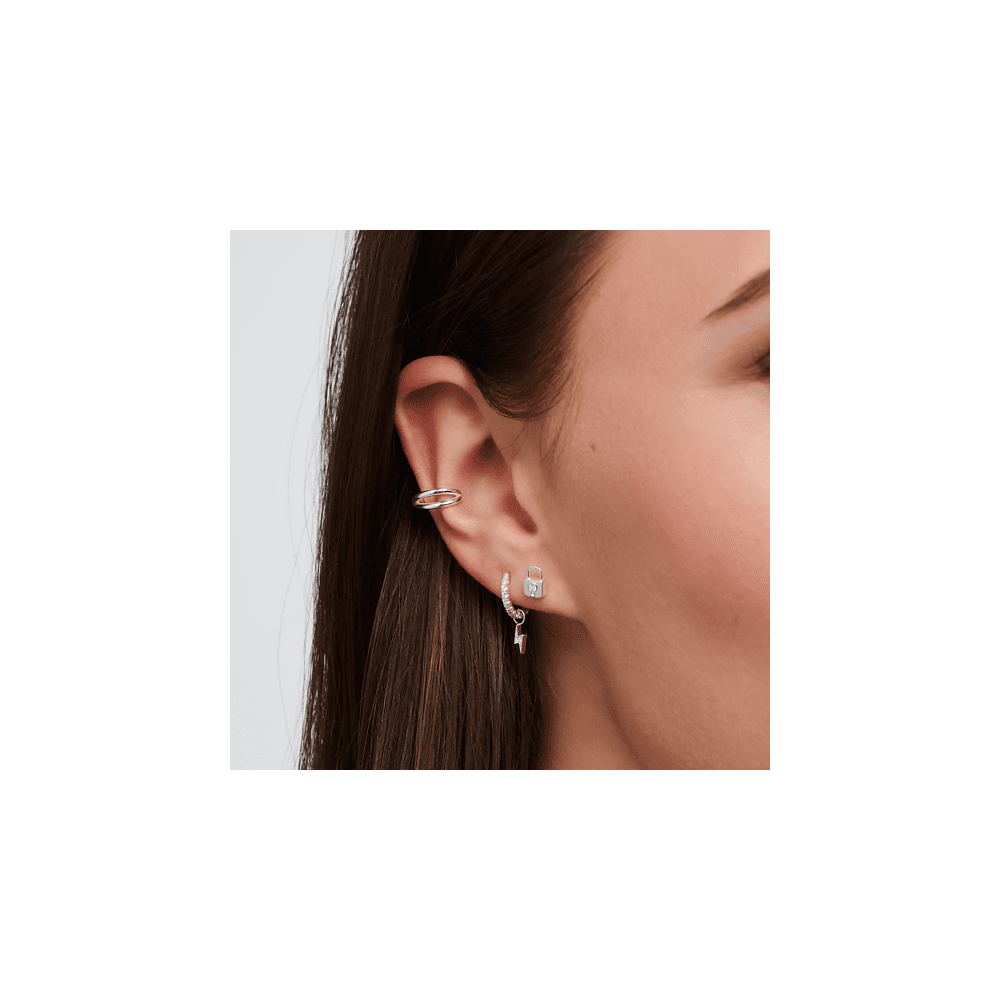 Sterling Silver Lock Stud Earrings