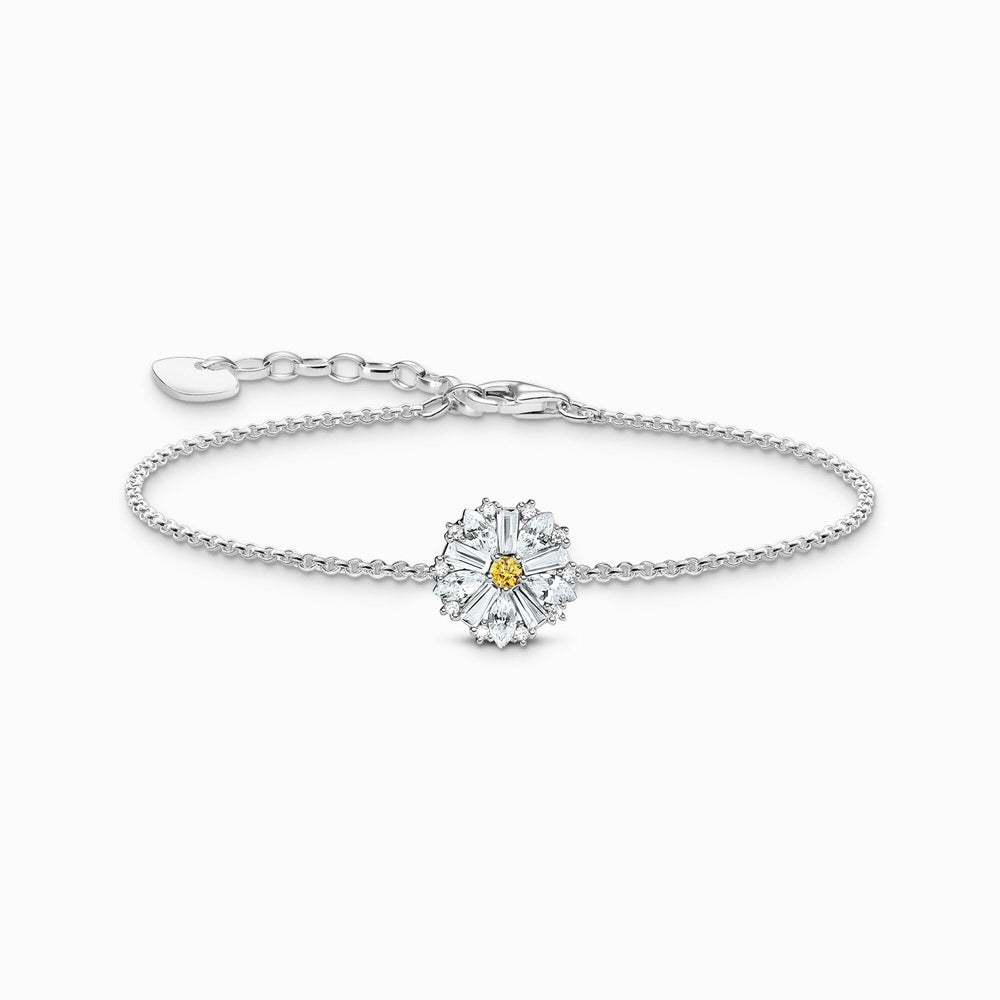 Sterling Silver Lovely Daisy Bracelet with White Zirconia