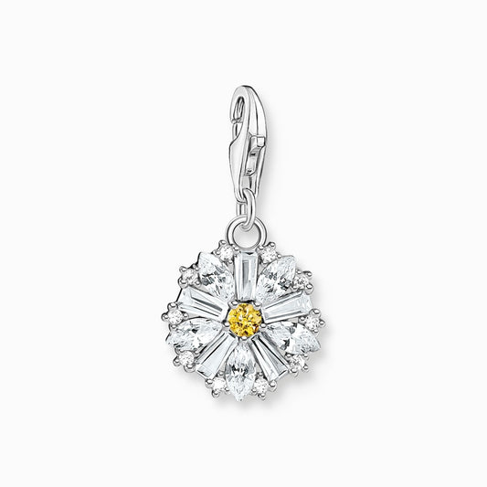Sterling Silver Lovely Daisy Charm with White Zirconia