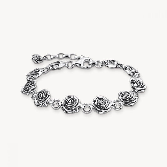 Sterling Silver Midnight Rose Bracelet