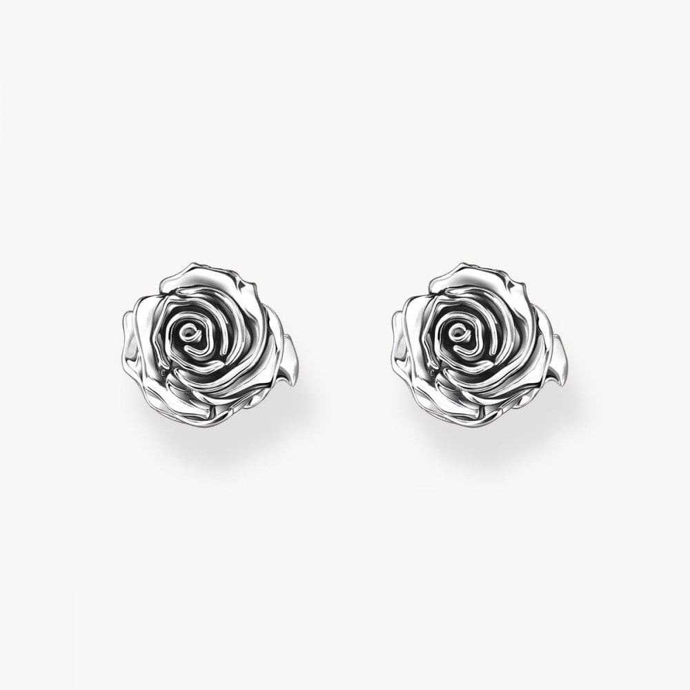 Sterling Silver Midnight Rose Ear Studs