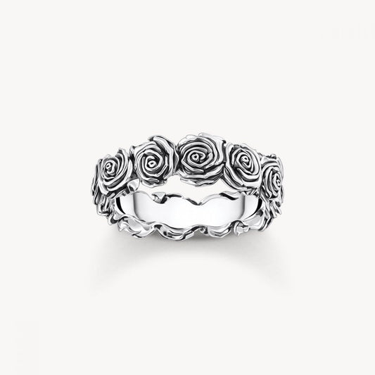 Sterling Silver Midnight Rose Unisex Ring