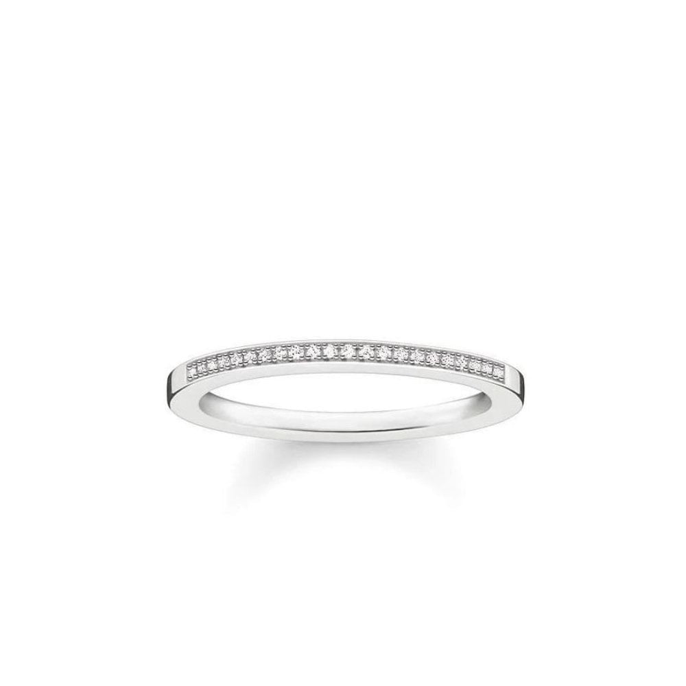 Sterling Silver Pavé Diamond Band