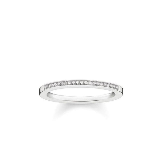 Sterling Silver Pavé Diamond Band