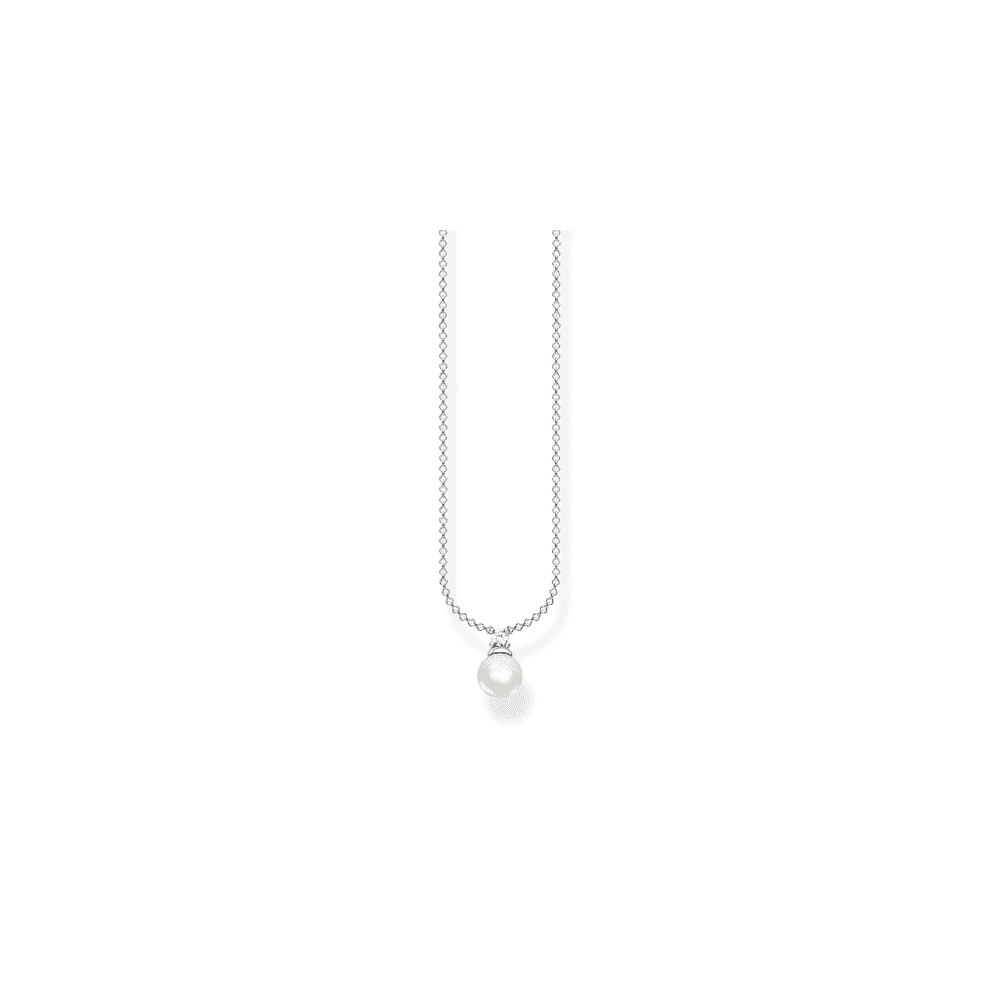 Sterling Silver Pearl Pendant with White Stones