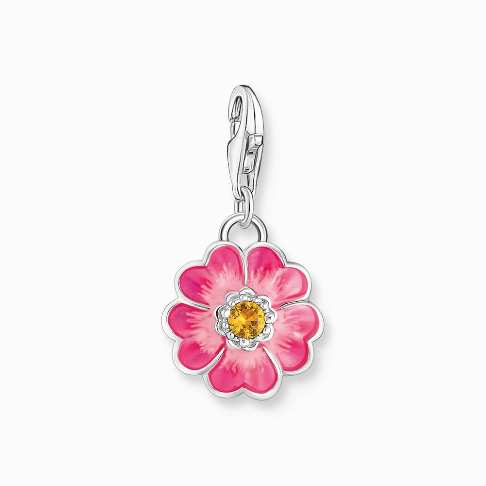 Sterling Silver Pink Flower Charm