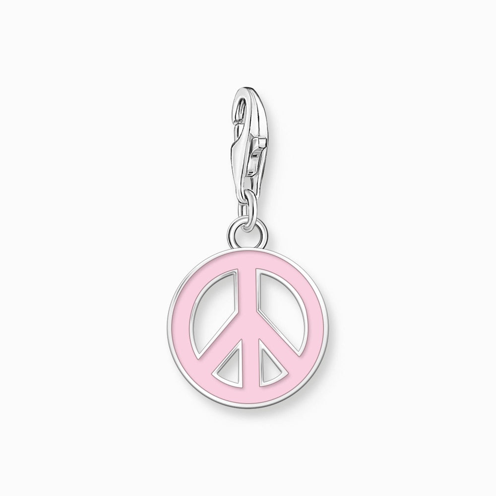 Sterling Silver Pink Peace Sign Charm