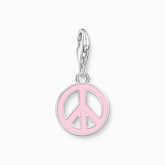Sterling Silver Pink Peace Sign Charm