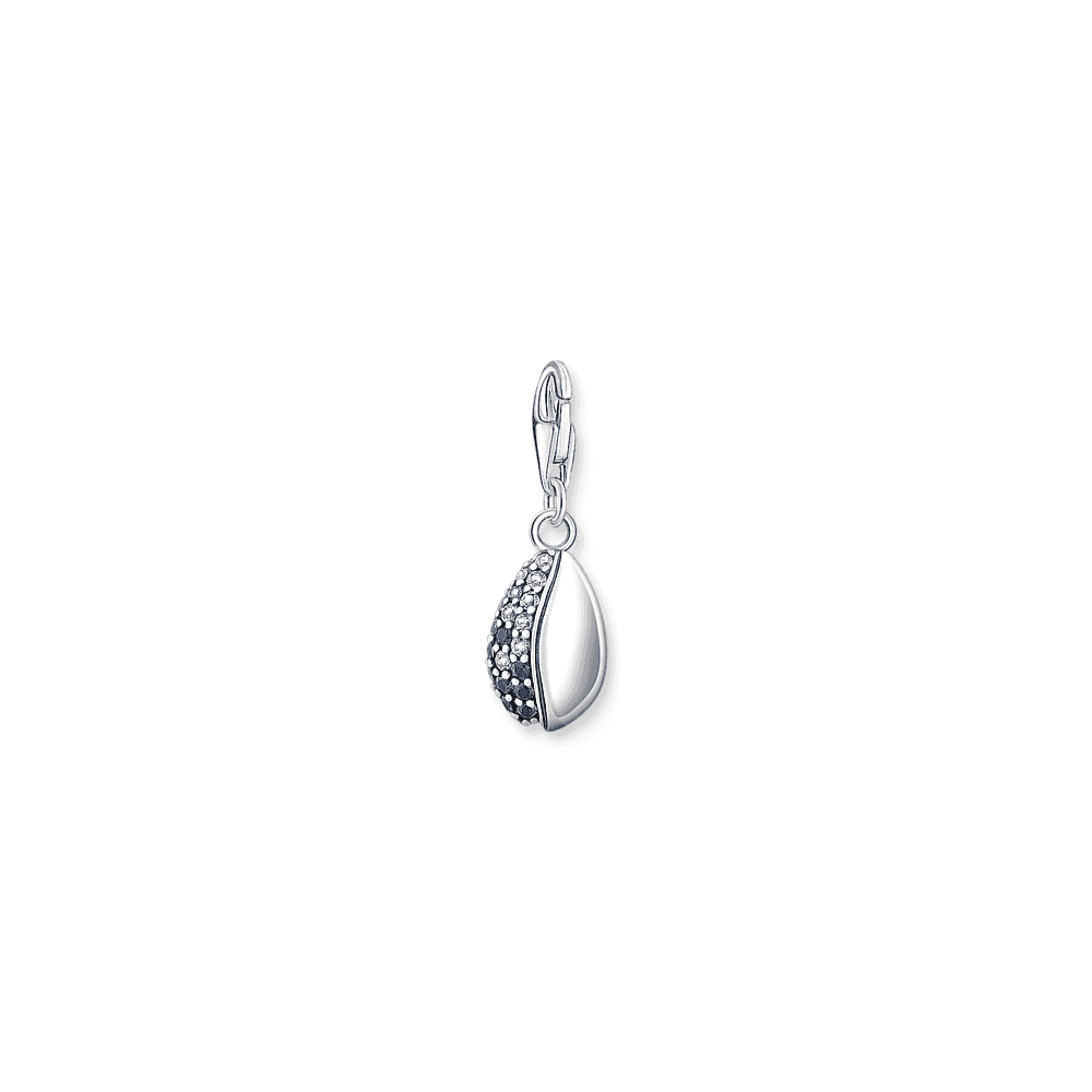 Sterling Silver Shell Charm with Blue Stones